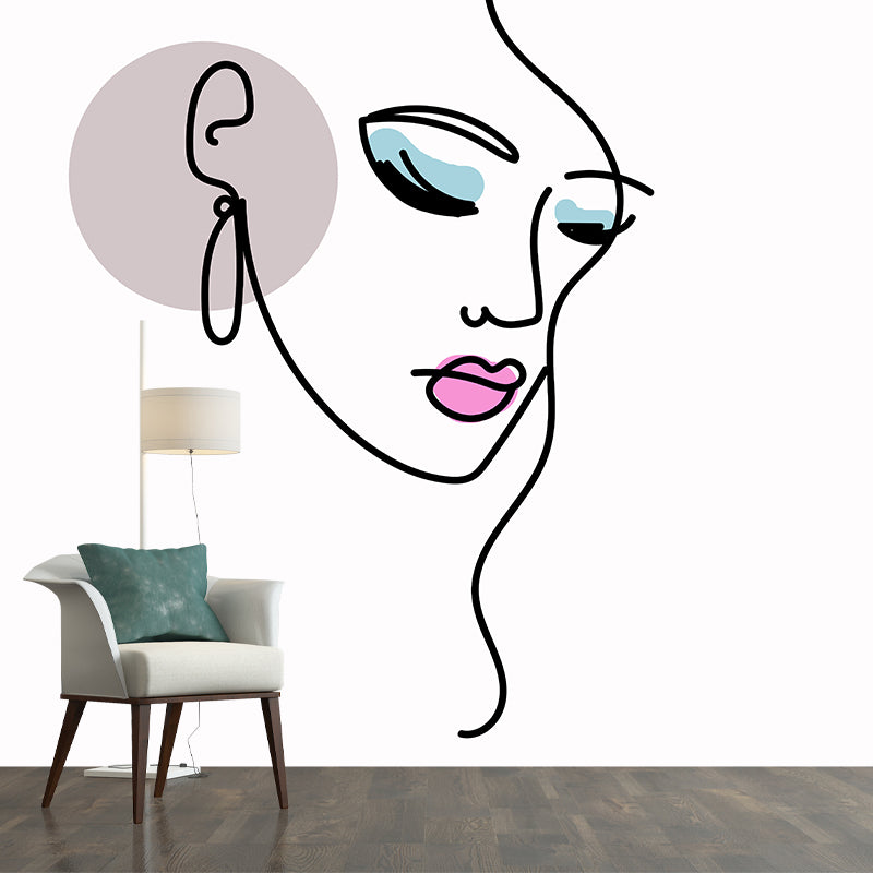 Line Art Wallpaper Environment Friendly Mildew Resistant Indoor Wall Mural