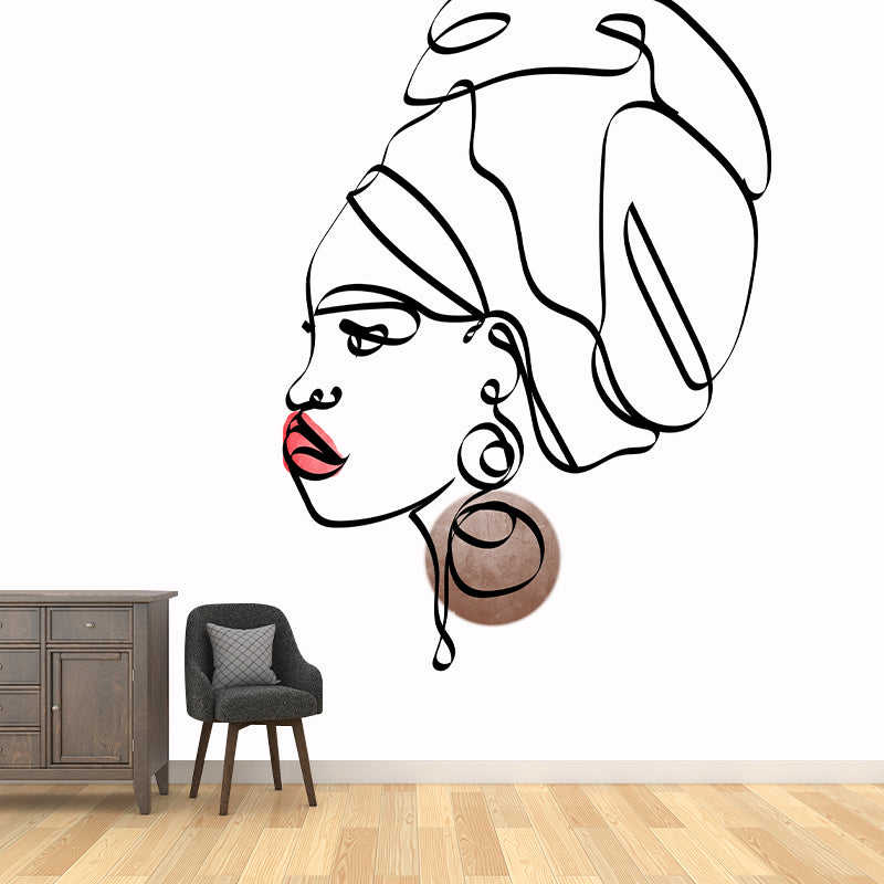 Line Art Wallpaper Environment Friendly Mildew Resistant Indoor Wall Mural