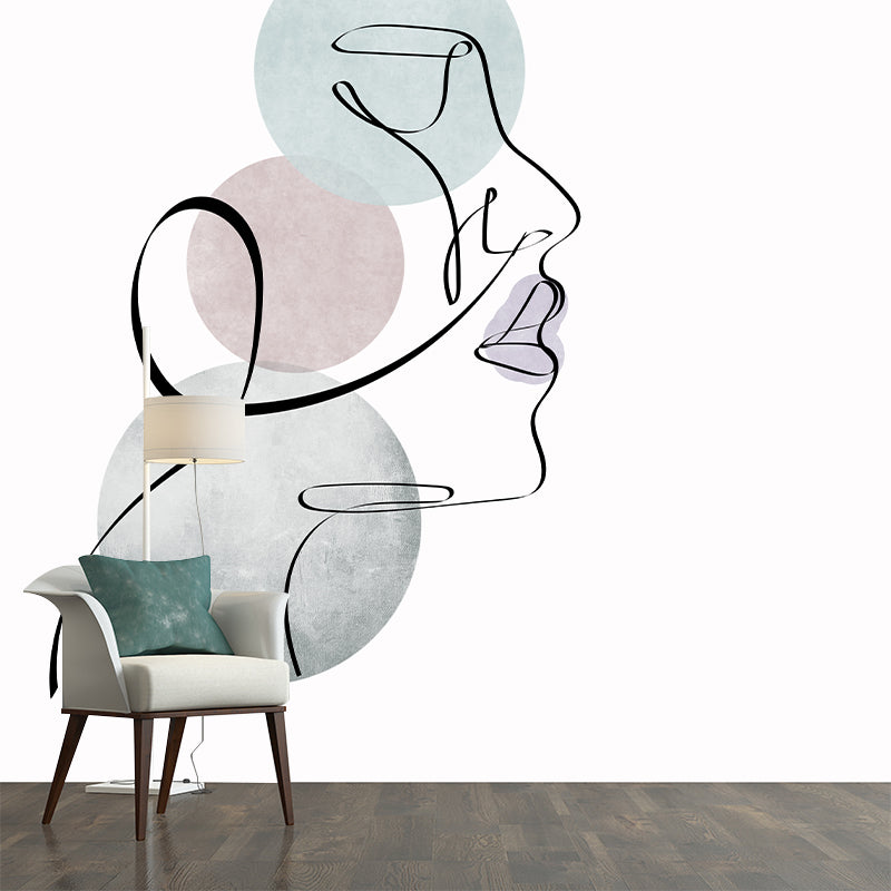 Line Art Wallpaper Environment Friendly Mildew Resistant Indoor Wall Mural