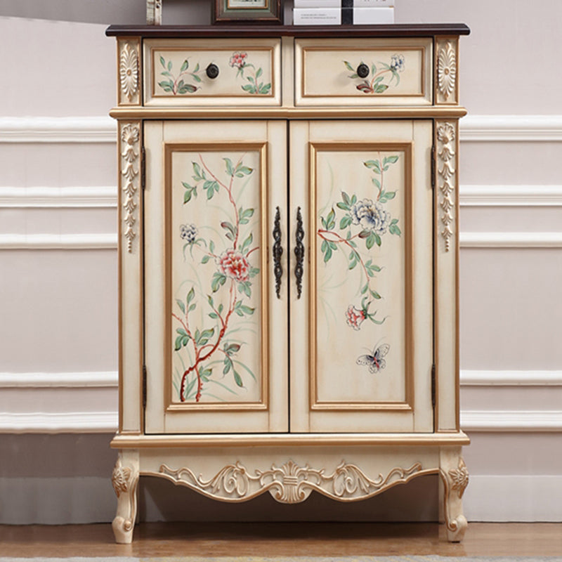 Industrial Cabriole Legs Accent Cabinet Solid Wood Storage Cabinet