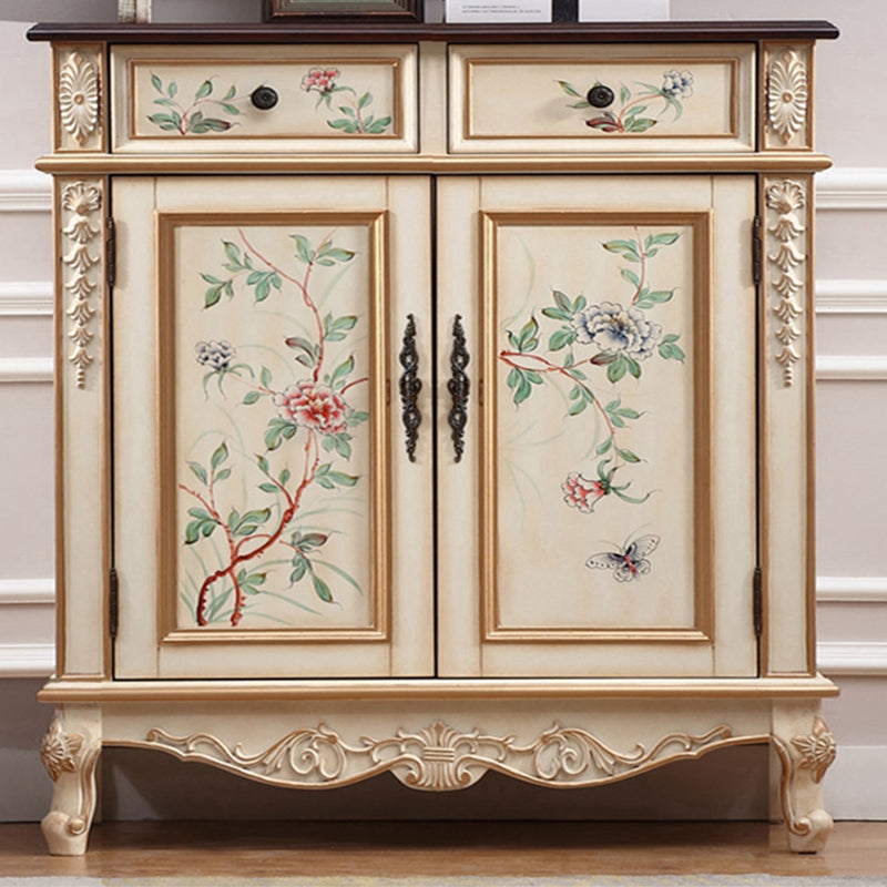 Industrial Cabriole Legs Accent Cabinet Solid Wood Storage Cabinet