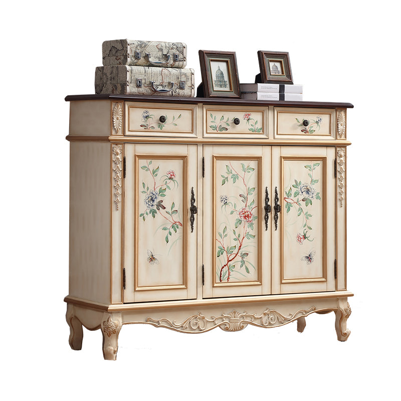 Industrial Cabriole Legs Accent Cabinet Solid Wood Storage Cabinet