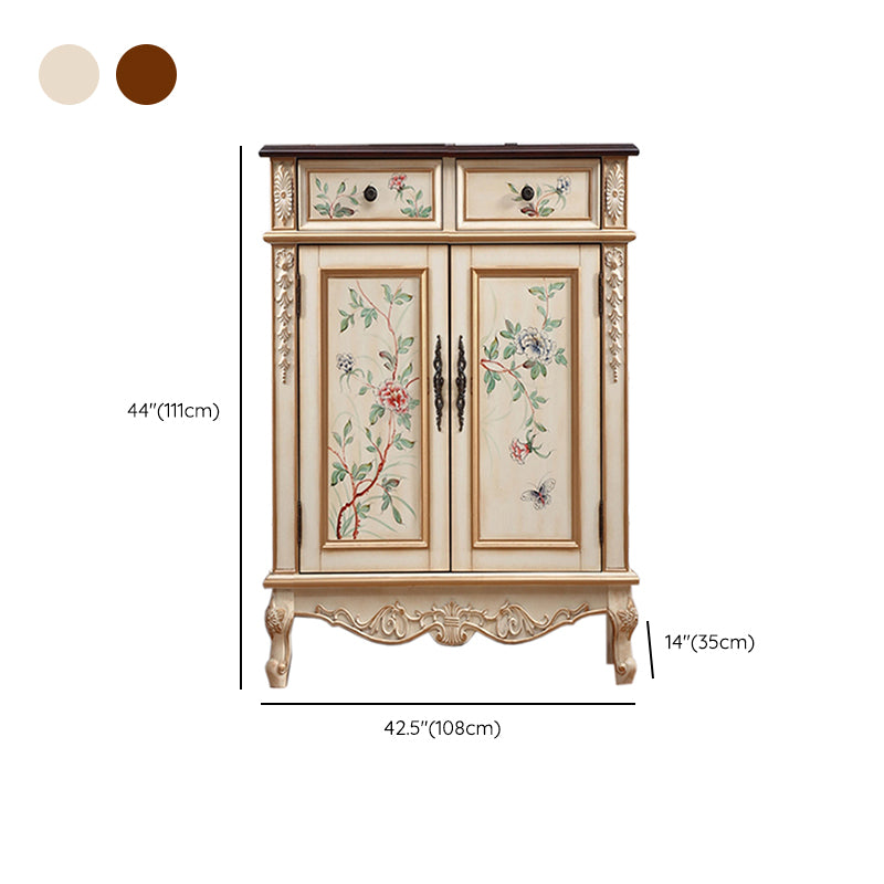 Industrial Cabriole Legs Accent Cabinet Solid Wood Storage Cabinet