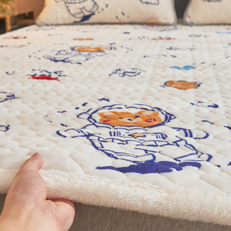 Sheet Sets Flannel Cartoon Printed Breathable Wrinkle Resistant Super Soft Bed Sheet Set