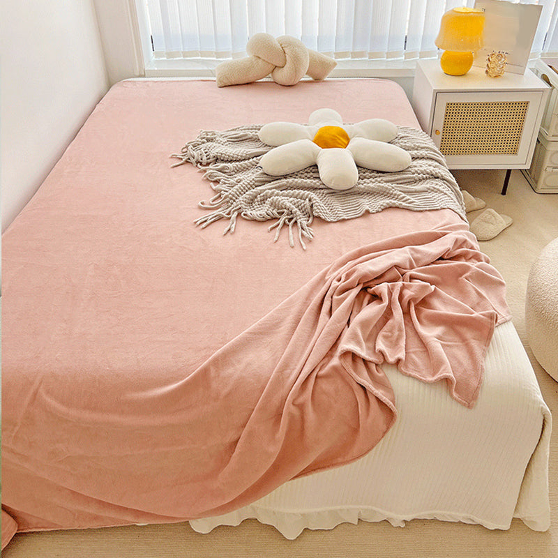 Sheet Sets Flannel Solid Color Wrinkle Resistant Super Soft Breathable Bed Sheet Set