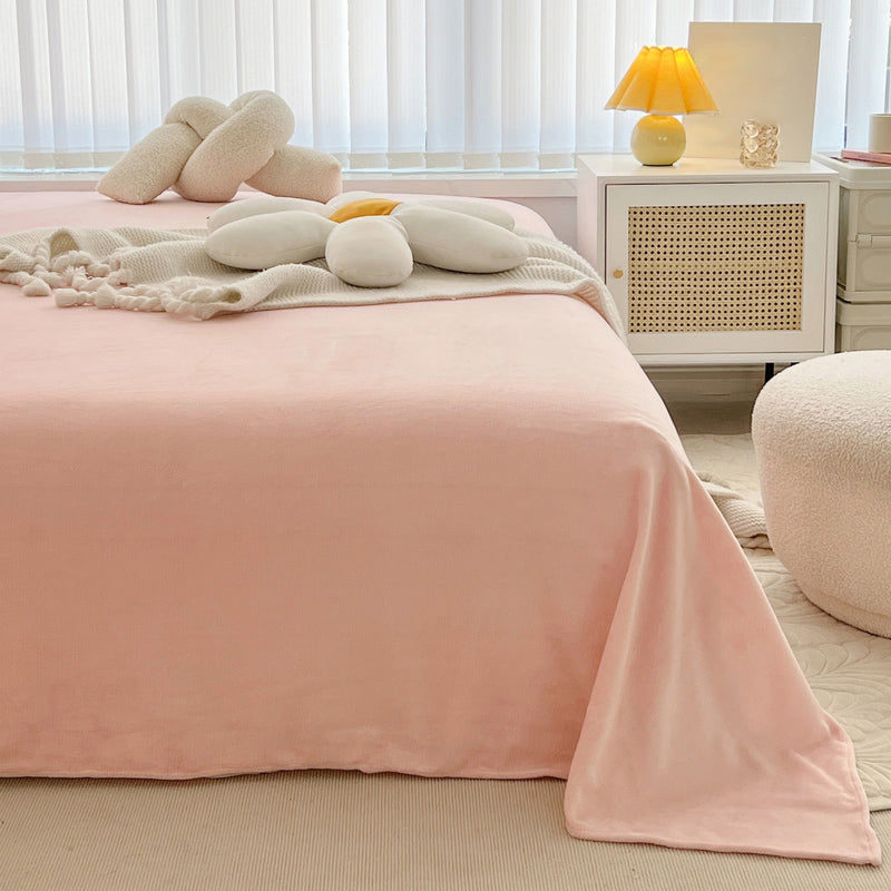 Sheet Sets Flannel Solid Color Wrinkle Resistant Super Soft Breathable Bed Sheet Set