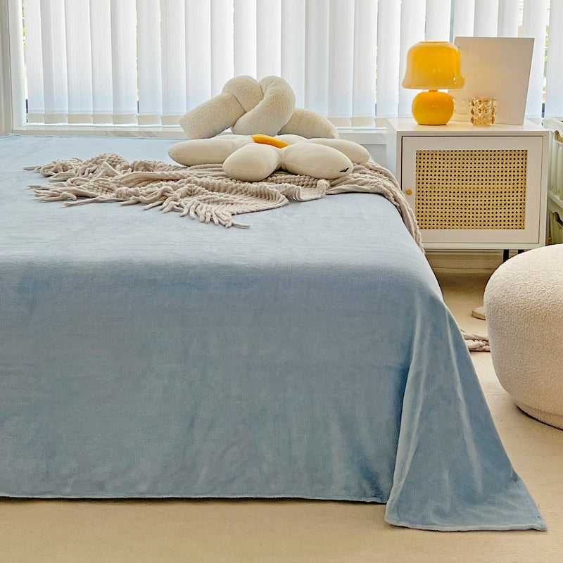 Sheet Sets Flannel Solid Color Wrinkle Resistant Super Soft Breathable Bed Sheet Set