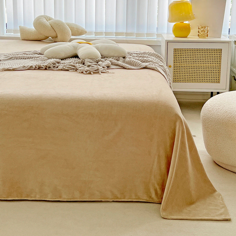 Sheet Sets Flannel Solid Color Wrinkle Resistant Super Soft Breathable Bed Sheet Set