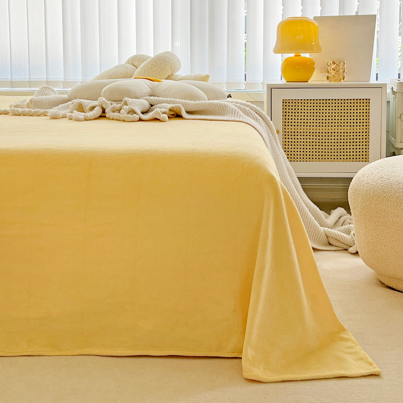 Sheet Sets Flannel Solid Color Wrinkle Resistant Super Soft Breathable Bed Sheet Set