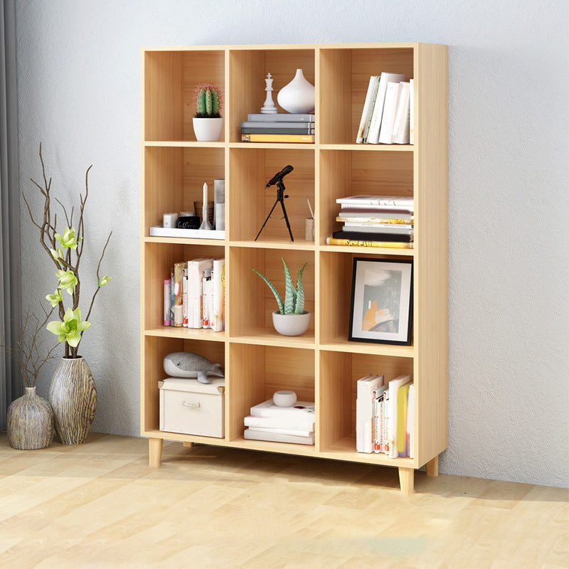Natural Wooden Bookcase Standard Contemporary Bookshelf with Shelves