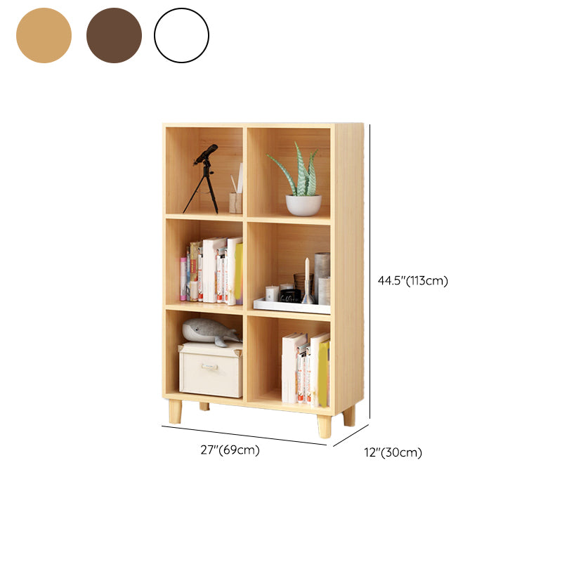 Natural Wooden Bookcase Standard Contemporary Bookshelf with Shelves