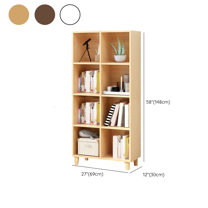 Natural Wooden Bookcase Standard Contemporary Bookshelf with Shelves