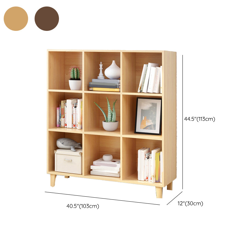 Natural Wooden Bookcase Standard Contemporary Bookshelf with Shelves