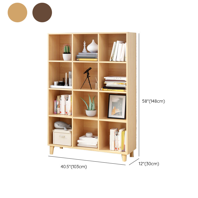 Natural Wooden Bookcase Standard Contemporary Bookshelf with Shelves