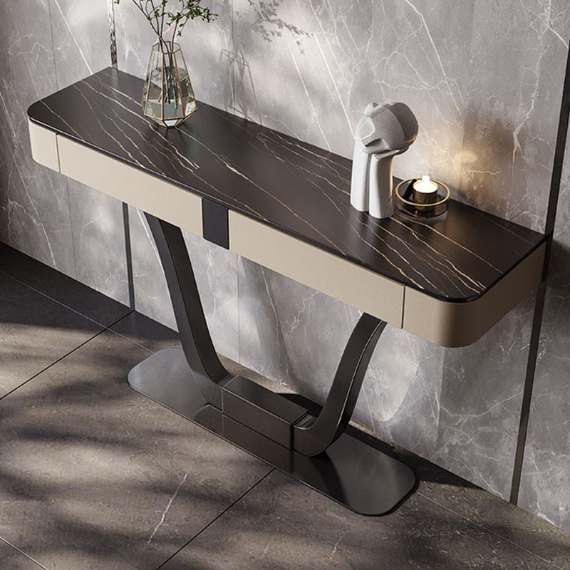 Glam Stone Accent Table 14 Inch Wide Console Table with Drawers