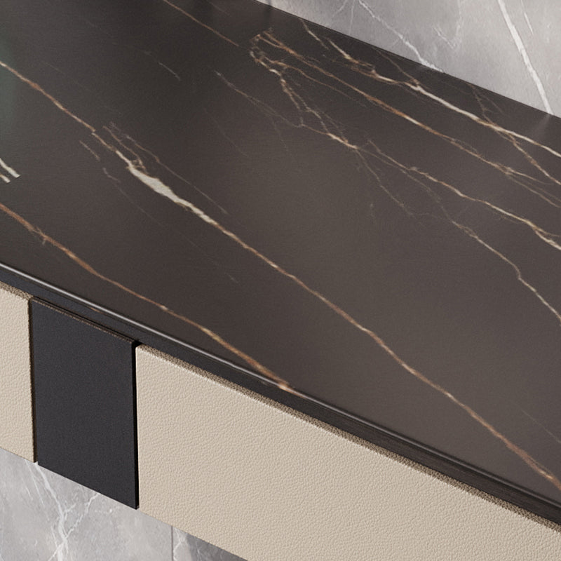 Glam Stone Accent Table 14 Inch Wide Console Table with Drawers