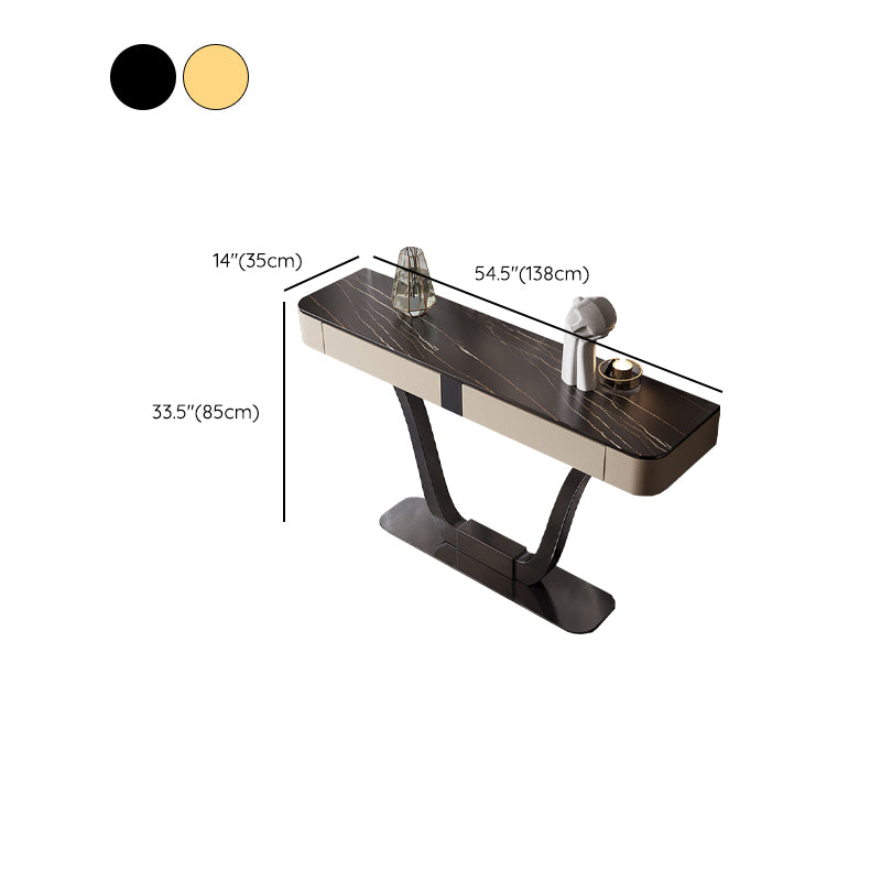 Glam Stone Accent Table 14 Inch Wide Console Table with Drawers