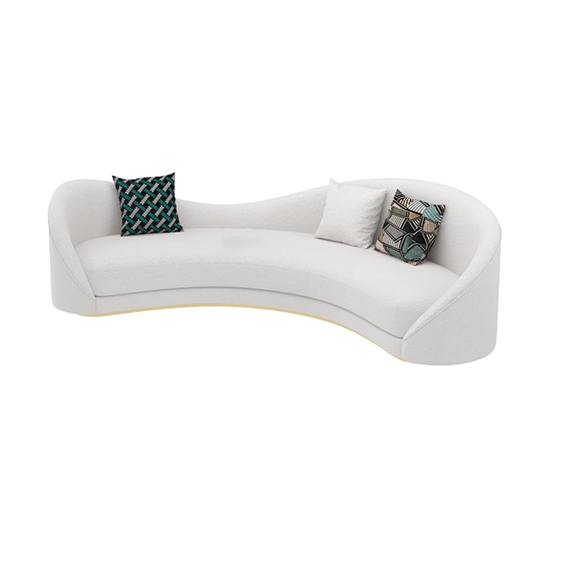Northern European Curved Sofa 31.5" High Wool Settee in Beige