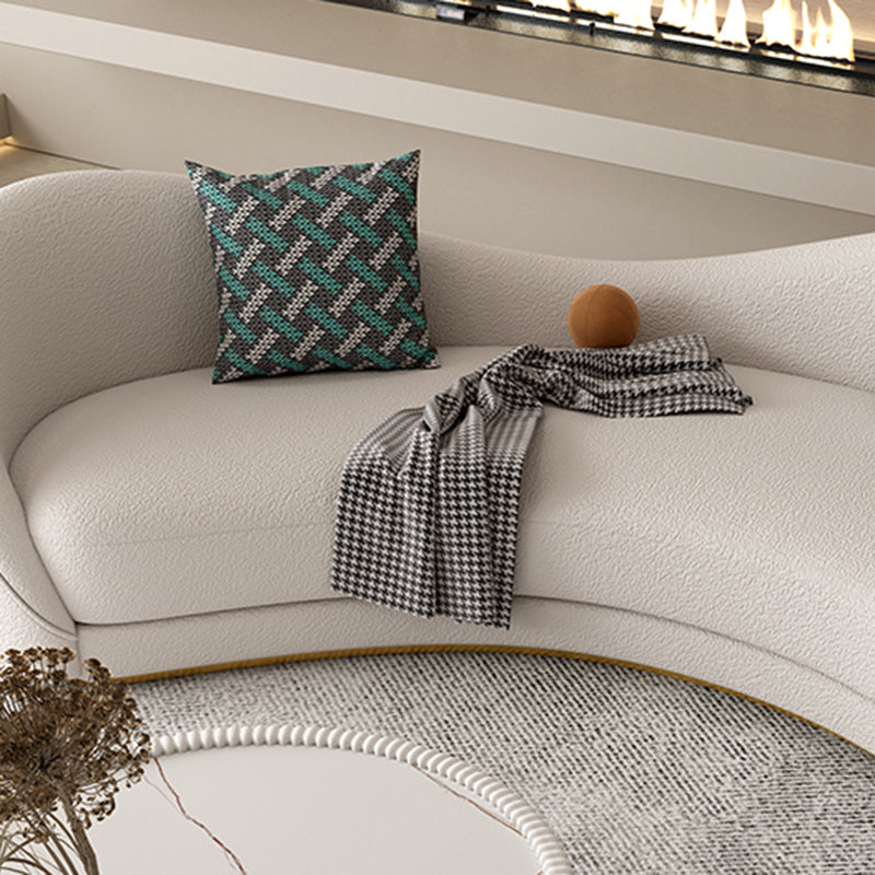Northern European Curved Sofa 31.5" High Wool Settee in Beige