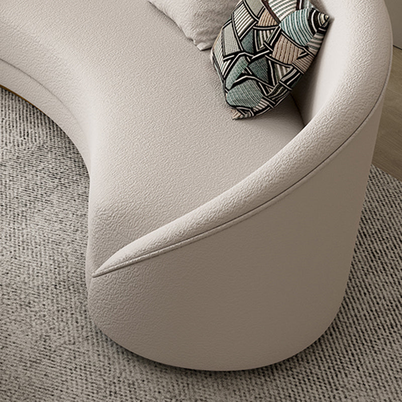 Northern European Curved Sofa 31.5" High Wool Settee in Beige