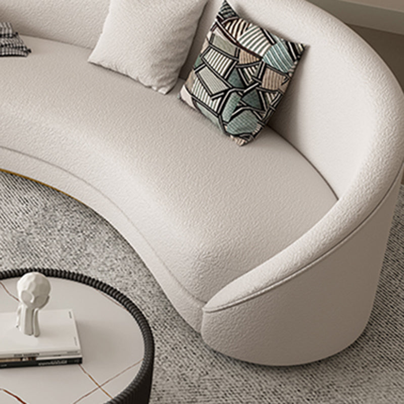Northern European Curved Sofa 31.5" High Wool Settee in Beige