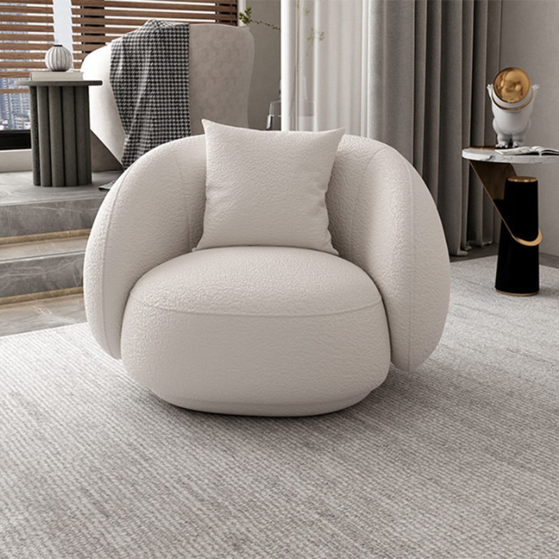 Northern European Curved Sofa 31.5" High Wool Settee in Beige