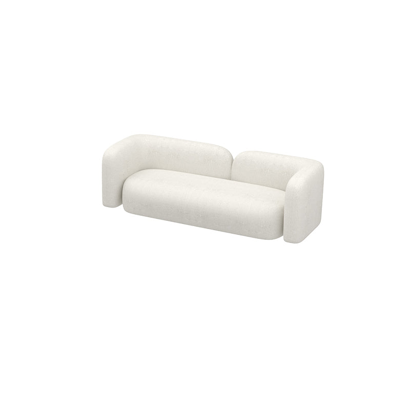 Scandinavian Wool Seating Tuxedo Arm Living Room Sofa in White