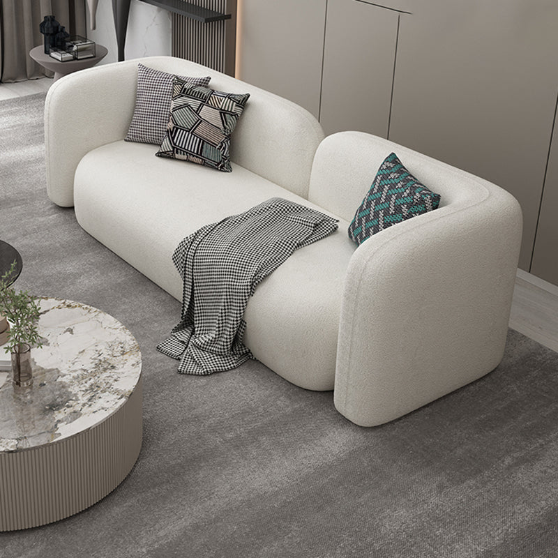 Scandinavian Wool Seating Tuxedo Arm Living Room Sofa in White