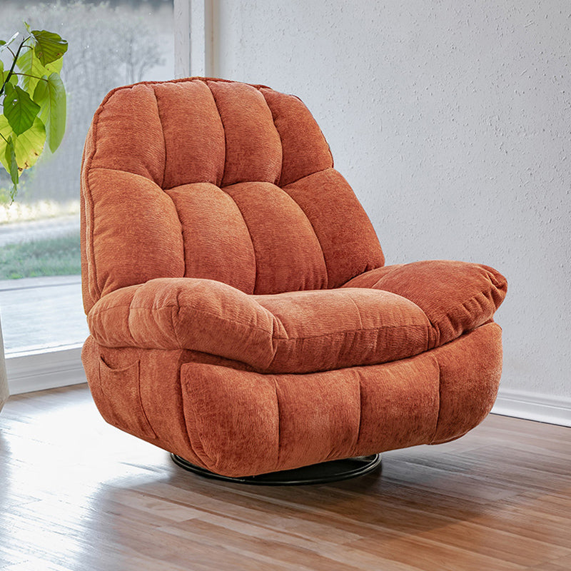 Contemporary Chenille Tufted Back Standard Recliner with Storage