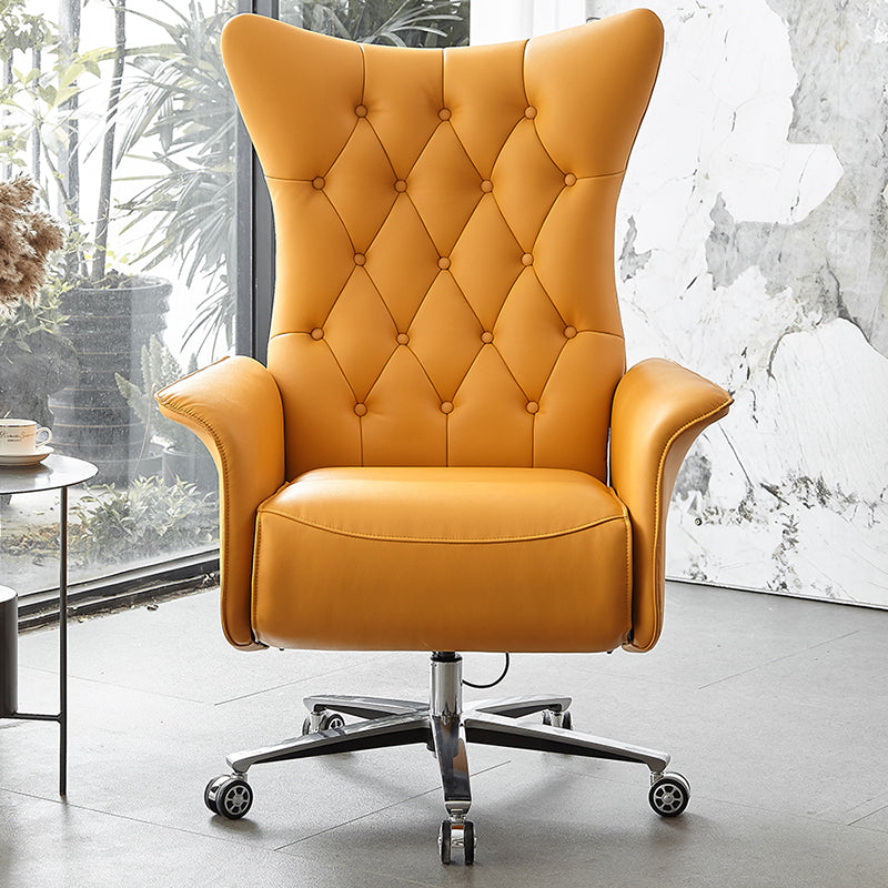 Contemporary Genuine Leather Recliner Chair with Swivel Base