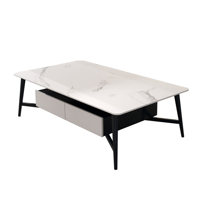 4 Legs Slate Cocktail Table Shelf Included Rectangular Coffee Table