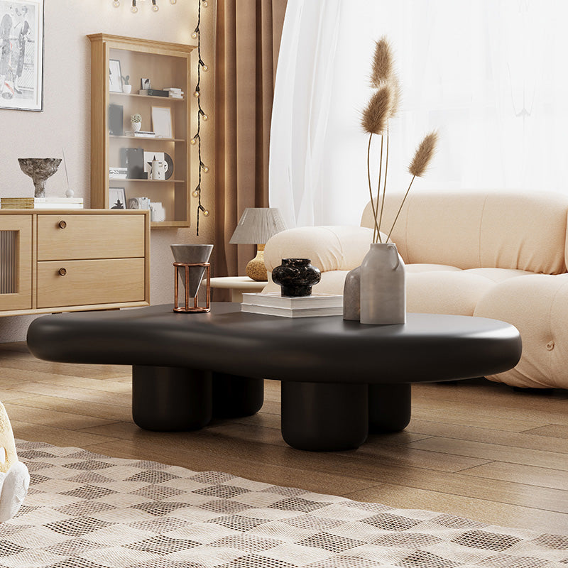 Irregular Solid Wood Coffee Table Cloud-Shaped 4 Legs Cocktail Table