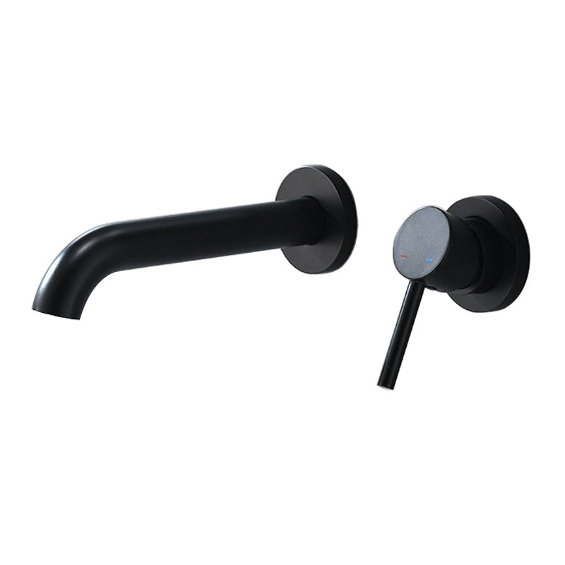 Low Arc Sink Faucet Wall Mounted 2 Holes Single Lever Handle Bathroom Sink Faucet