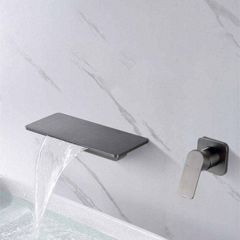 Single Lever Handle Bathroom Faucet 2 Holes Wall-Mounted Waterfall Spout Sink Faucet