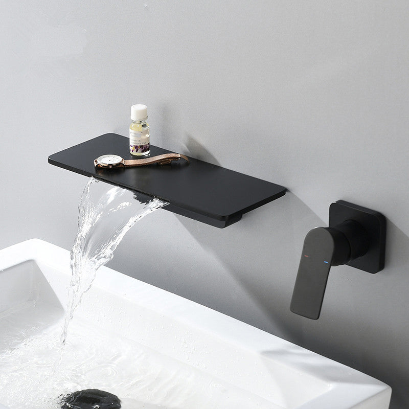 Single Lever Handle Bathroom Faucet 2 Holes Wall-Mounted Waterfall Spout Sink Faucet