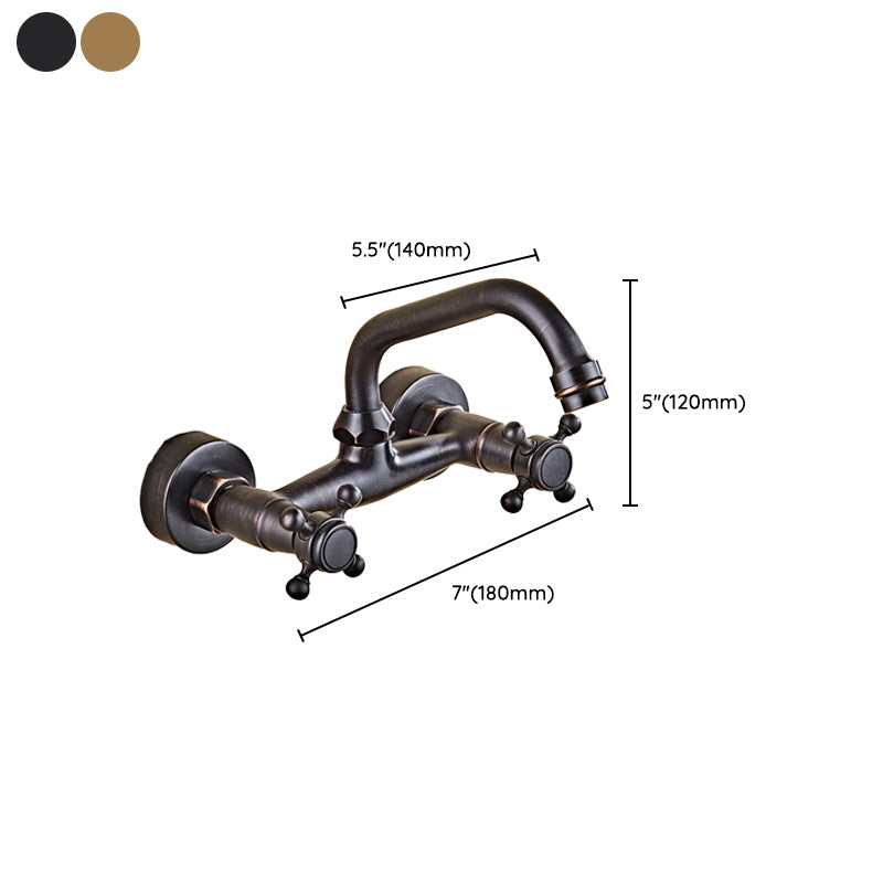 Industrial Wall Mounted Bathroom Faucet Cross Handles Lavatory Faucet