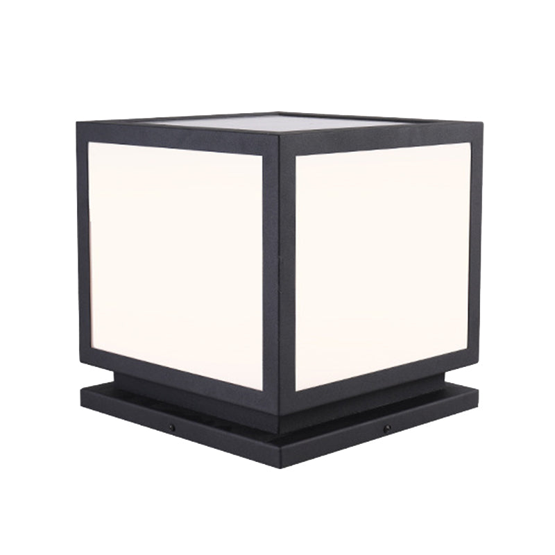Black Square Pillar Lamp Waterproof Outdoor Solar Lights for Garden