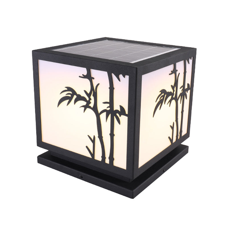 Black Square Pillar Lamp Waterproof Outdoor Solar Lights for Garden