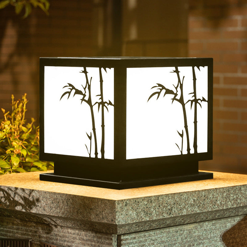 Black Square Pillar Lamp Waterproof Outdoor Solar Lights for Garden