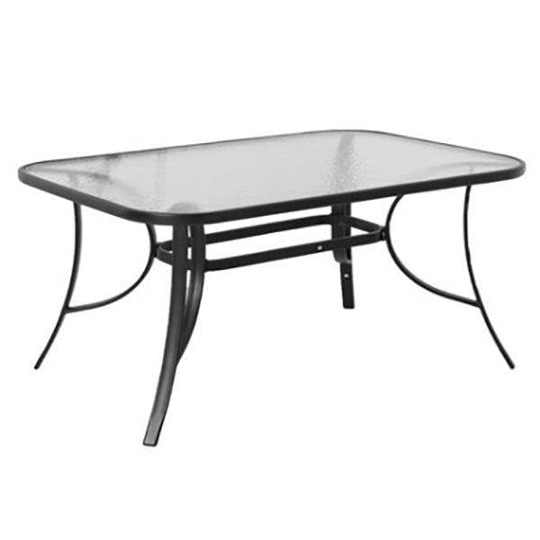 Glass Patio Table Industrial Scratch Resistant Dining Table with Black Base