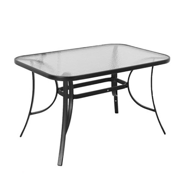 Glass Patio Table Industrial Scratch Resistant Dining Table with Black Base