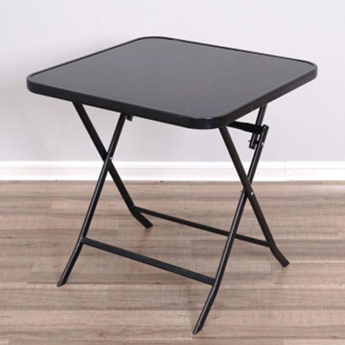 Glass Patio Table Industrial Scratch Resistant Dining Table with Black Base