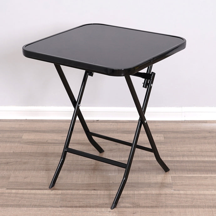 Glass Patio Table Industrial Scratch Resistant Dining Table with Black Base