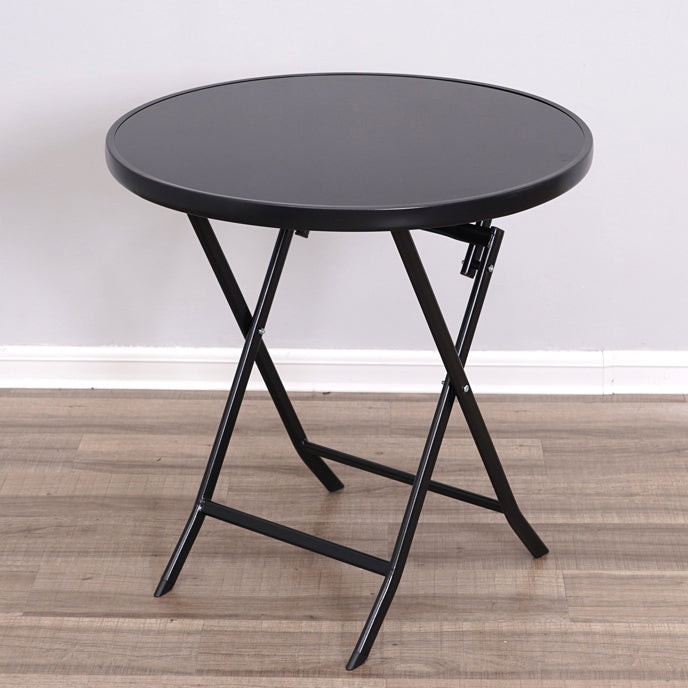 Glass Patio Table Industrial Scratch Resistant Dining Table with Black Base