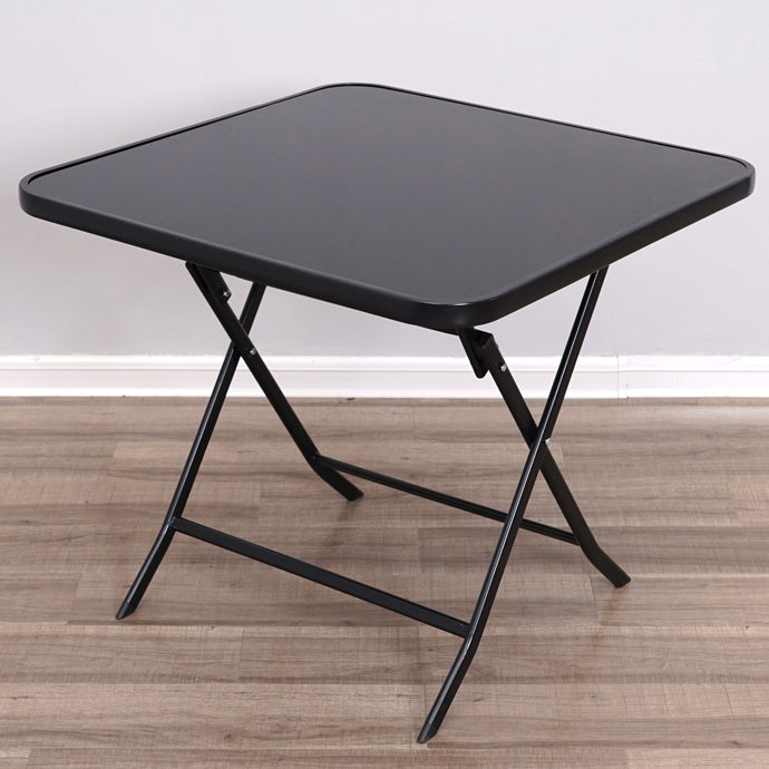 Glass Patio Table Industrial Scratch Resistant Dining Table with Black Base