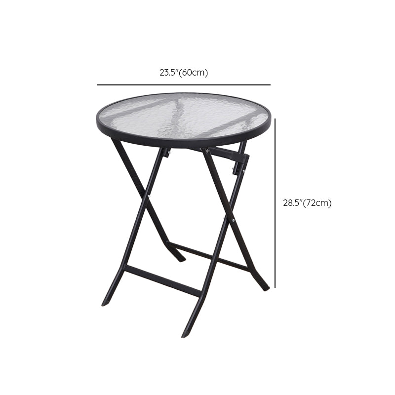 Glass Patio Table Industrial Scratch Resistant Dining Table with Black Base