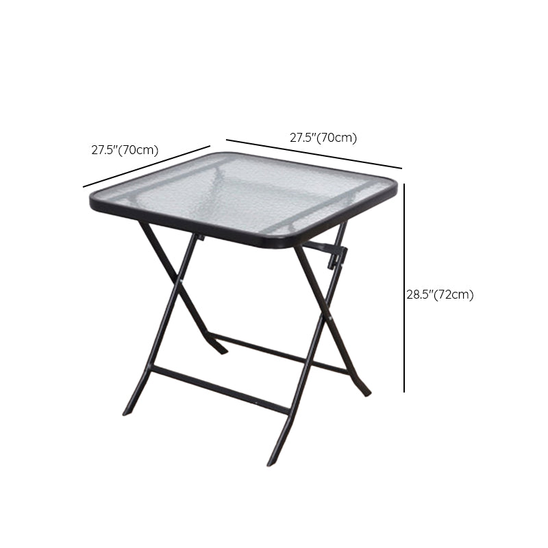 Glass Patio Table Industrial Scratch Resistant Dining Table with Black Base