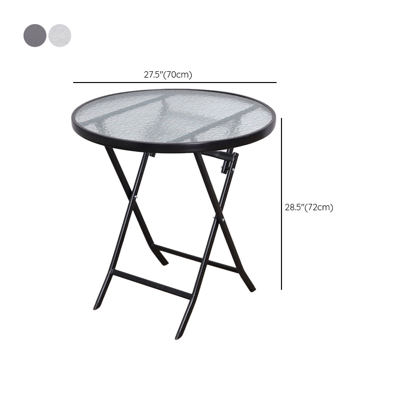 Glass Patio Table Industrial Scratch Resistant Dining Table with Black Base