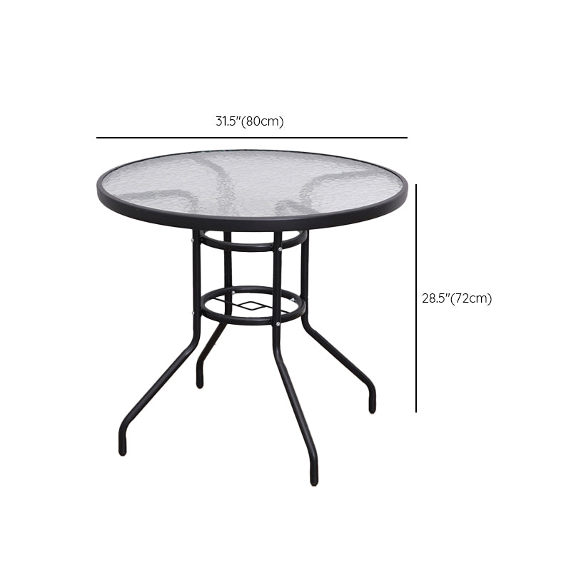 Glass Patio Table Industrial Scratch Resistant Dining Table with Black Base