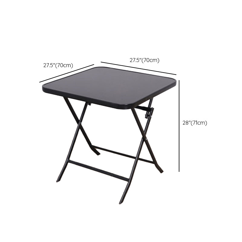 Glass Patio Table Industrial Scratch Resistant Dining Table with Black Base